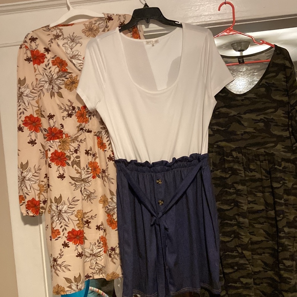 Mini dress. fake jean bottom paper bag waist